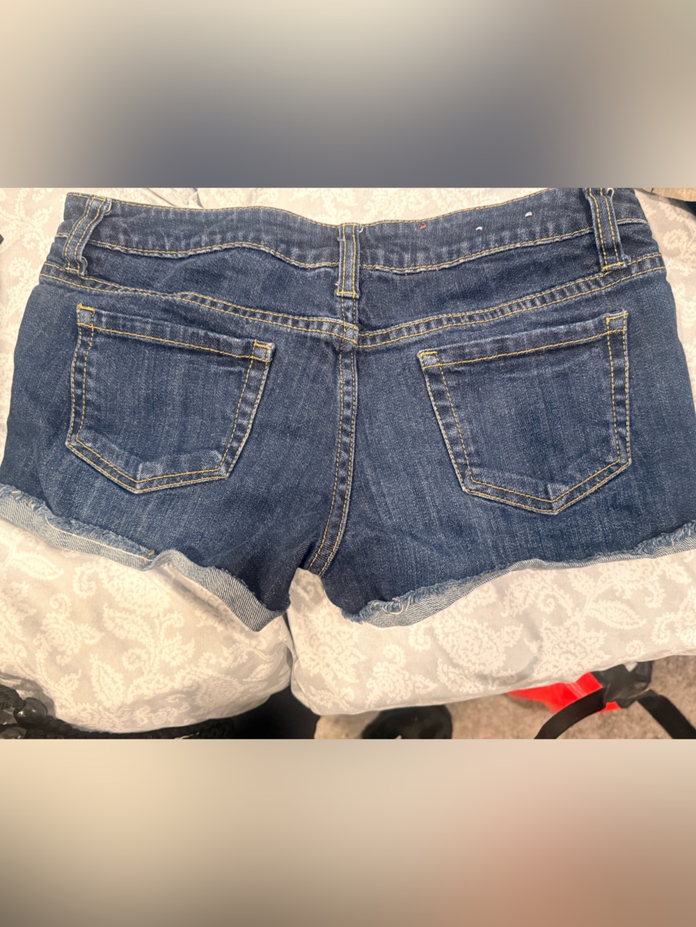 Mossimo Supply Co. Dark Blue Denim Cropped Pocket Shorts
